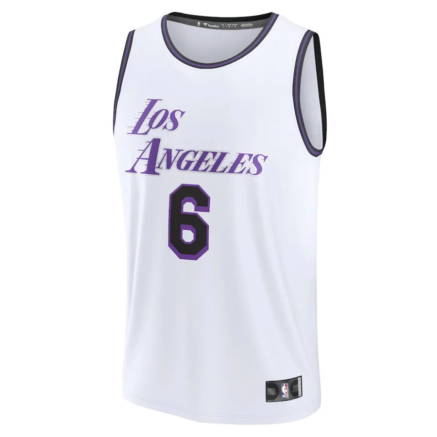 Men Los Angeles Lakers #6 LeBron James Fanatics Branded White City Edition 2022-23 Fastbreak NBA Jersey->los angeles lakers->NBA Jersey